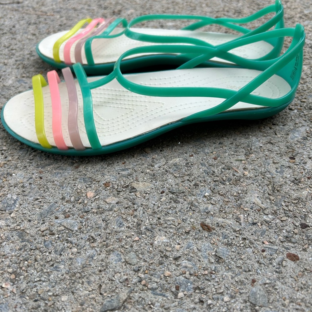 CROCS Women's Green and Multicolor Strappy Sandals - Picture 3 of 6